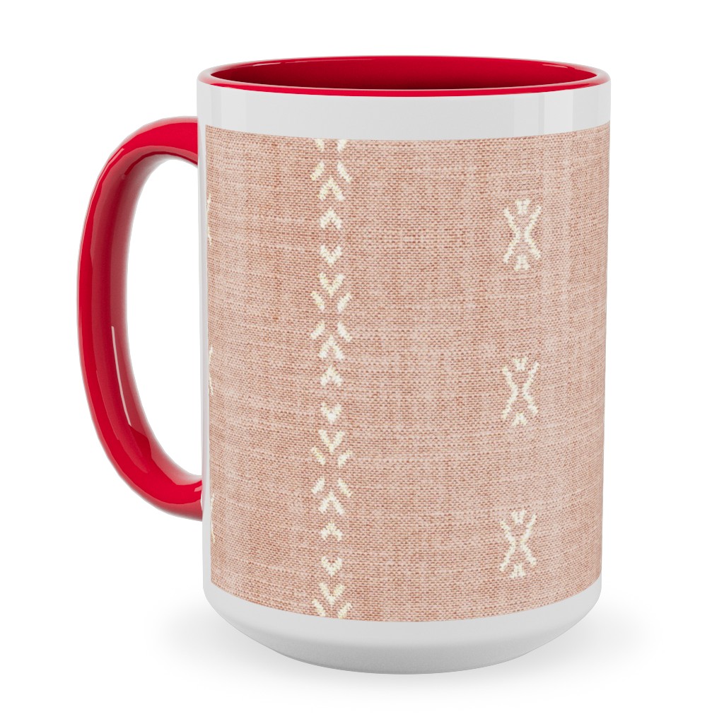 Playa Tribal Stripe - Pink Ceramic Mug, Red, , 15oz, Pink, Bright Pink
