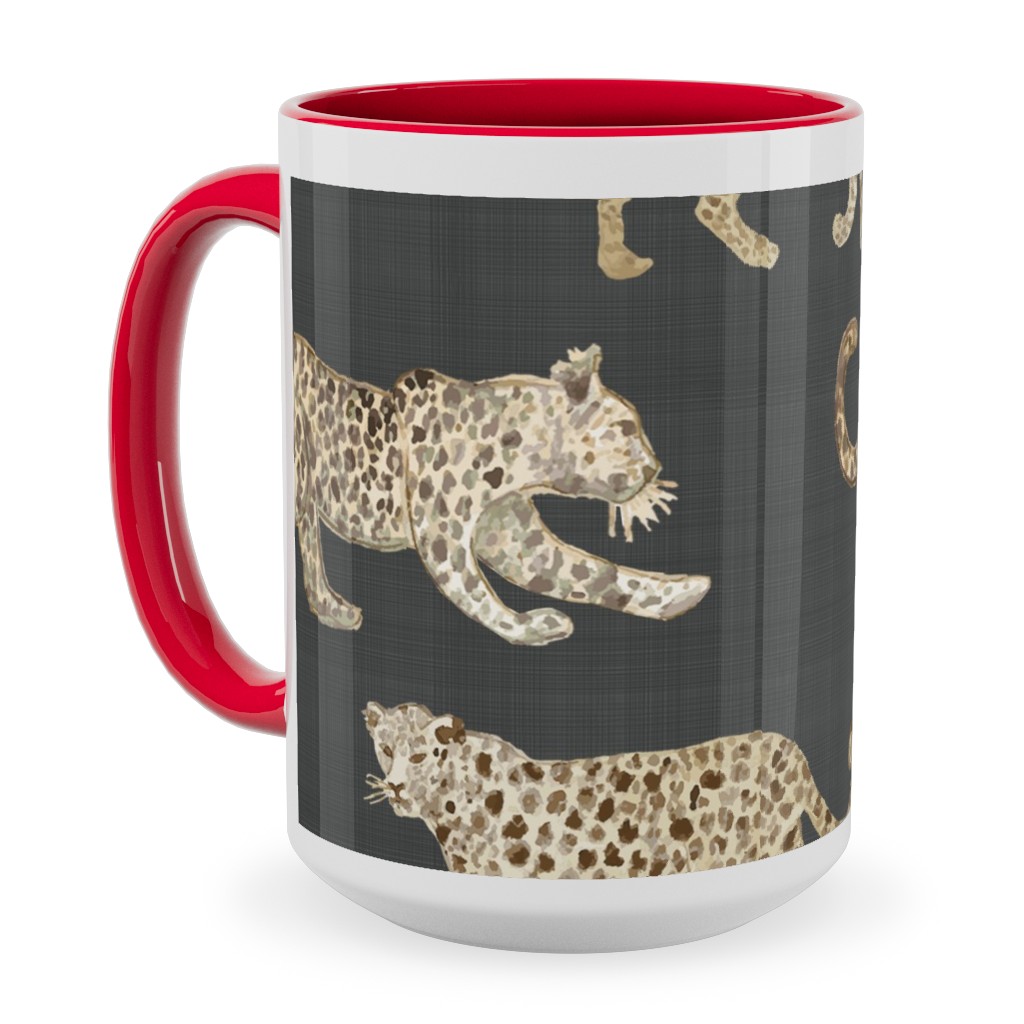 Leopard Parade Ceramic Mug, Red,  , 15oz, Gray