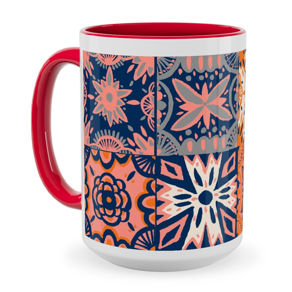Maltesetiles - Multi Ceramic Mug, Red,  , 15oz, Multicolor