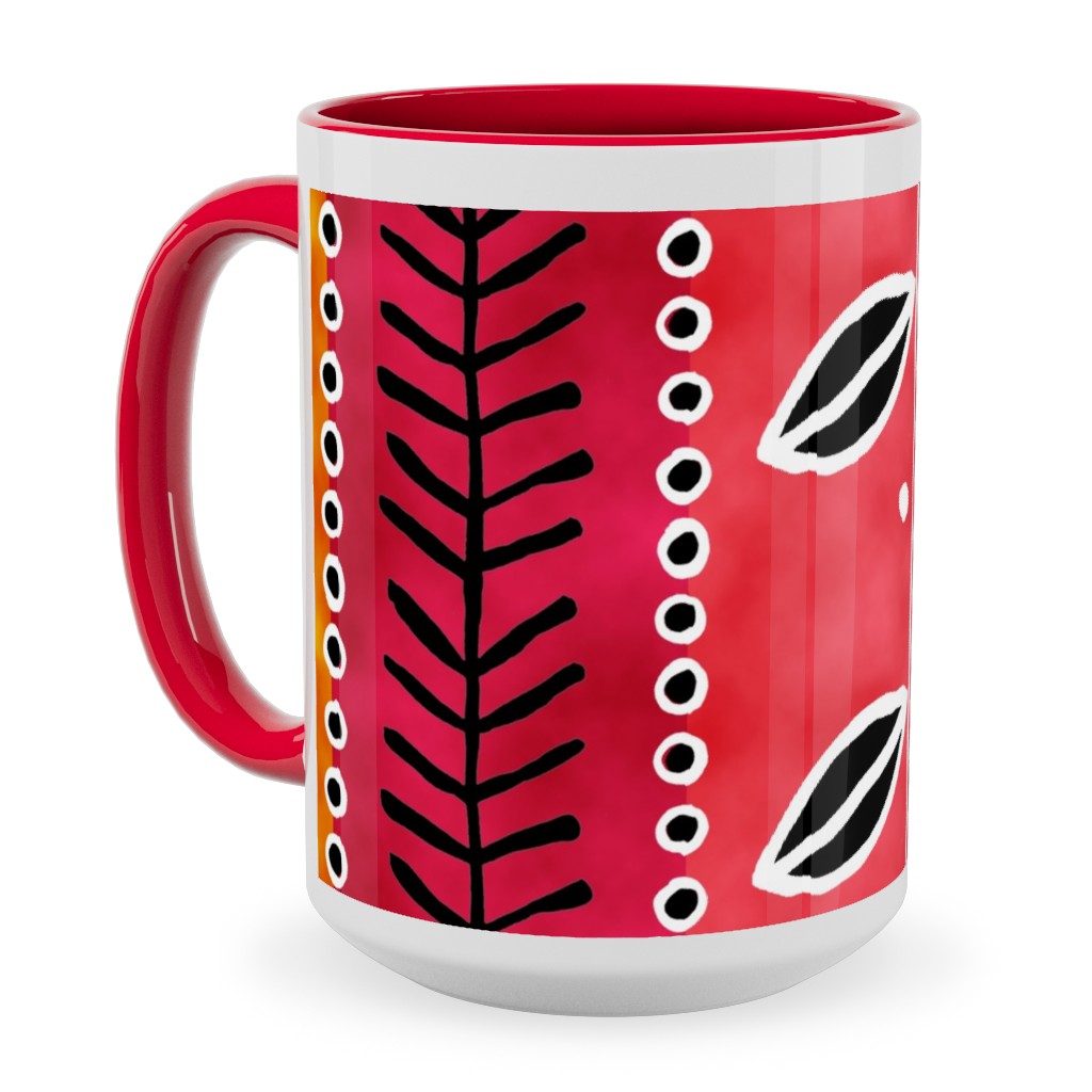 Ribbons Ceramic Mug, Red, , 15oz, Red, Red