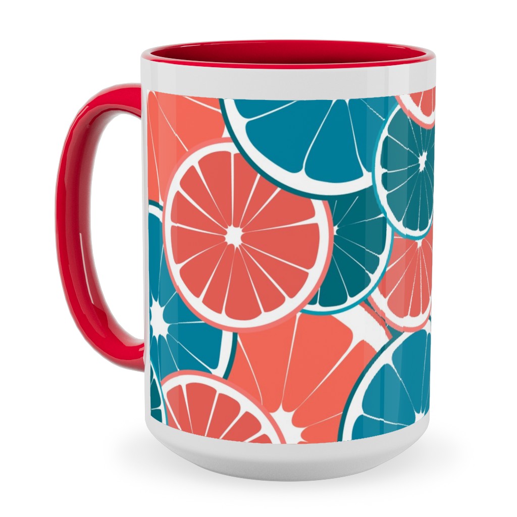 Citrus Ceramic Mug, Red, , 15oz, Pink, Bright Pink