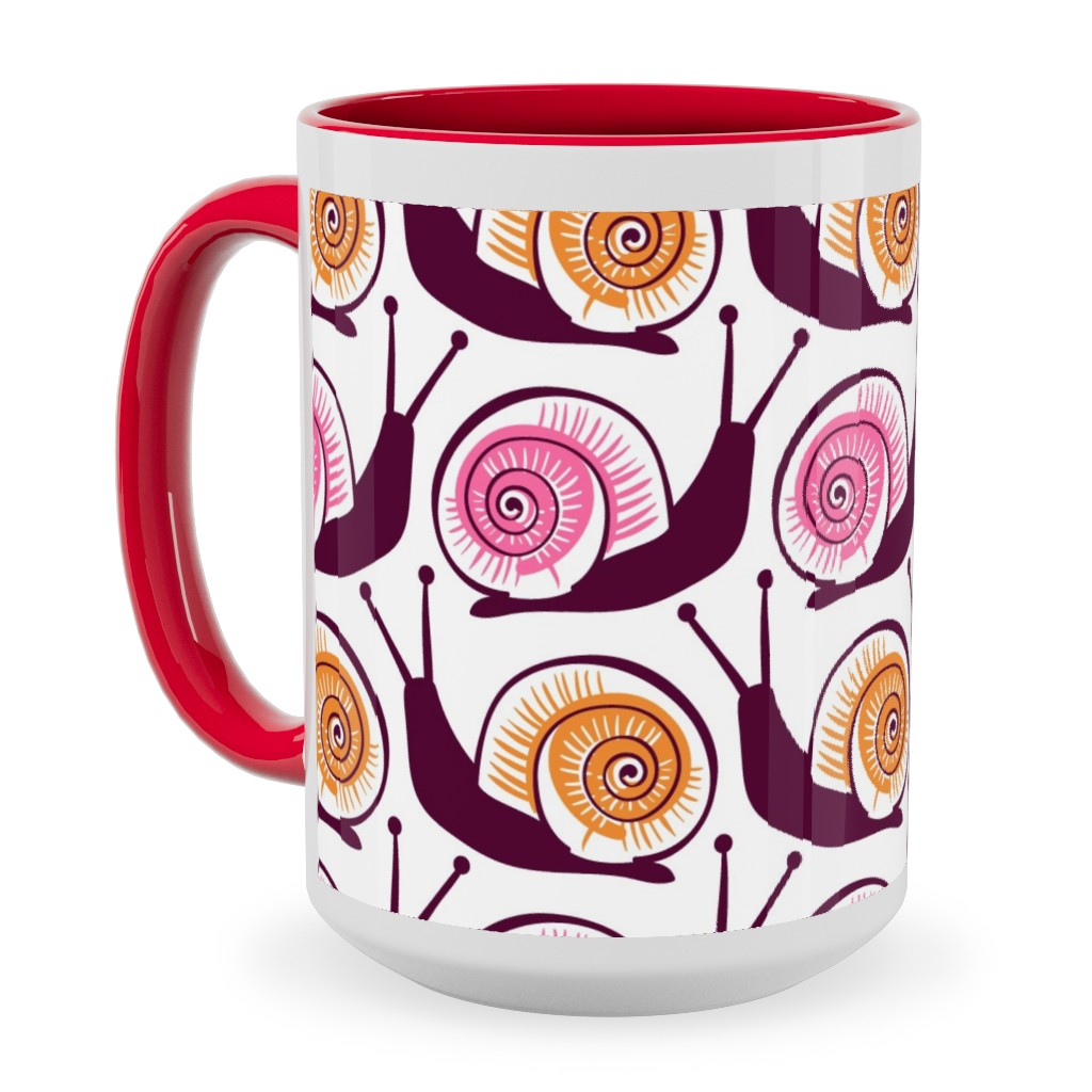 Snails Ceramic Mug, Red, , 15oz, Pink, Bubblegum