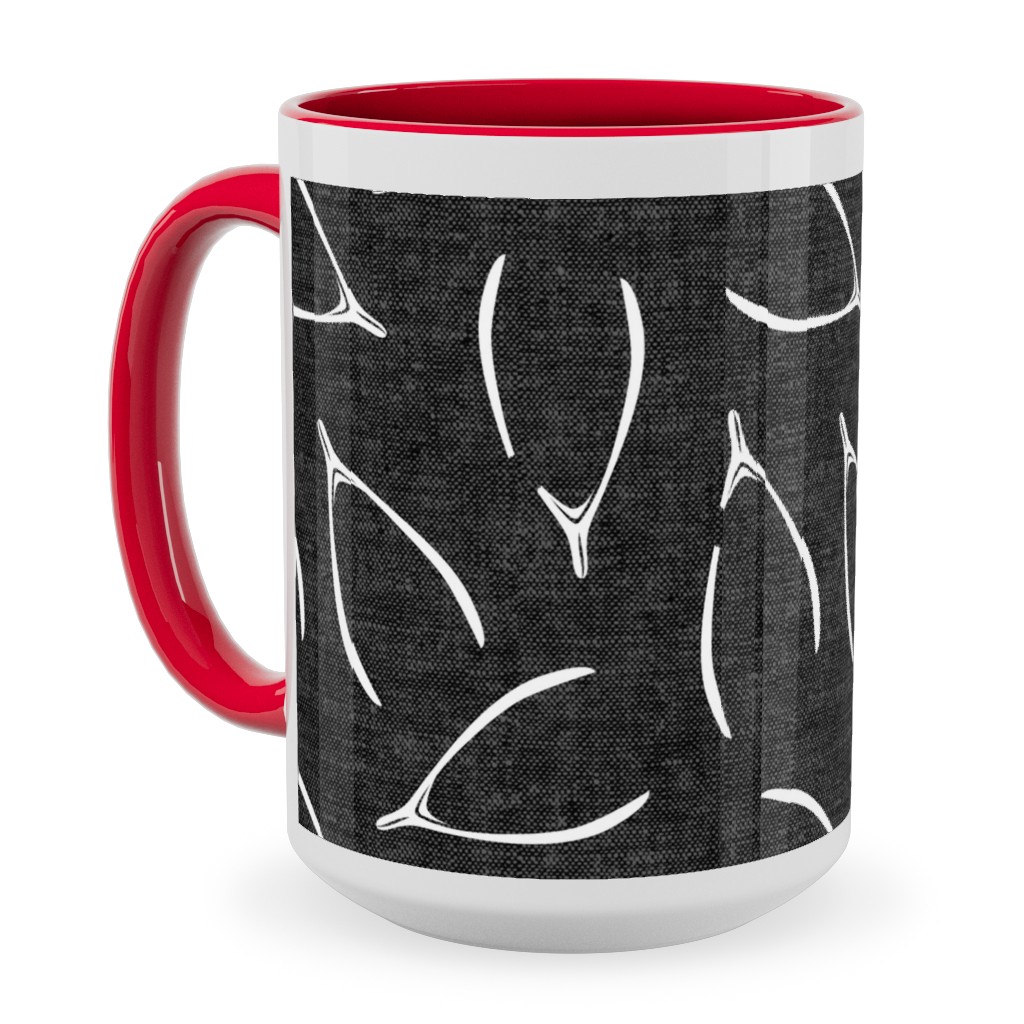 Wishbones - Gray Ceramic Mug, Red, , 15oz, Gray, Gray