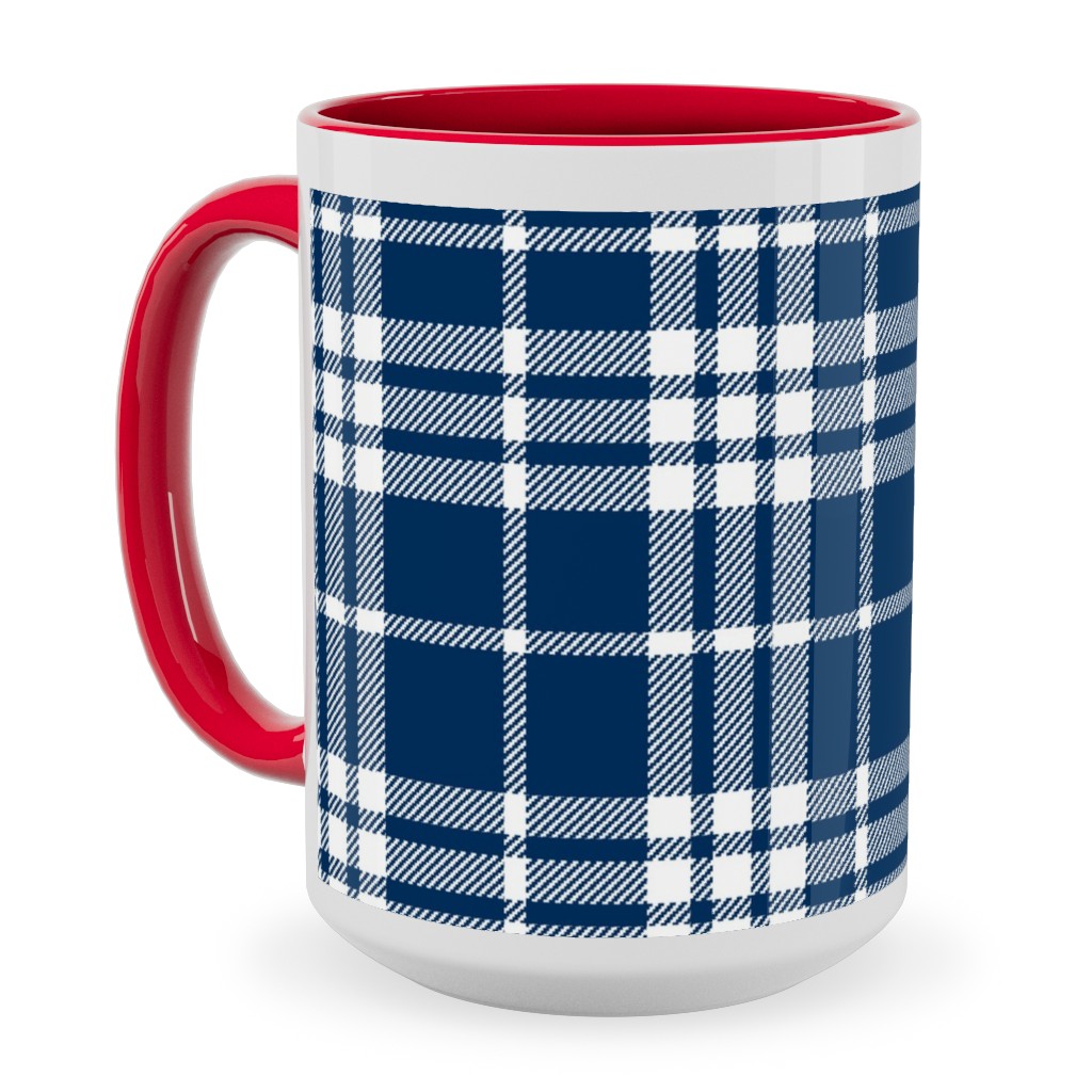 Tartan Check Ceramic Mug, Red, , 15oz, Blue, Imperial