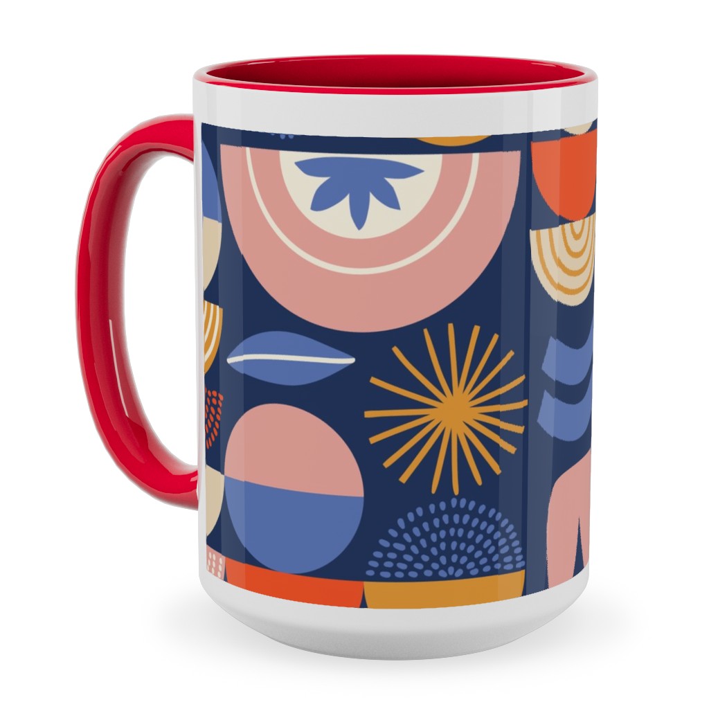 Colorful Geometry - Dark Ceramic Mug, Red, , 15oz, Multicolor