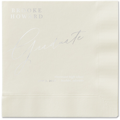 Graceful Touch Napkin, Grey, Ecru, silver