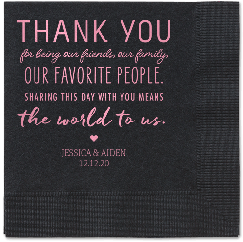 Huge Thanks Napkins, Pink, Black, Blush