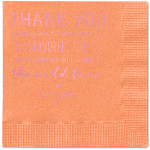 Huge Thanks Napkins, Pink, Coral, Blush