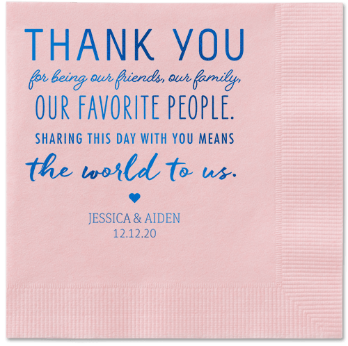 Huge Thanks Napkins, Blue, Blush