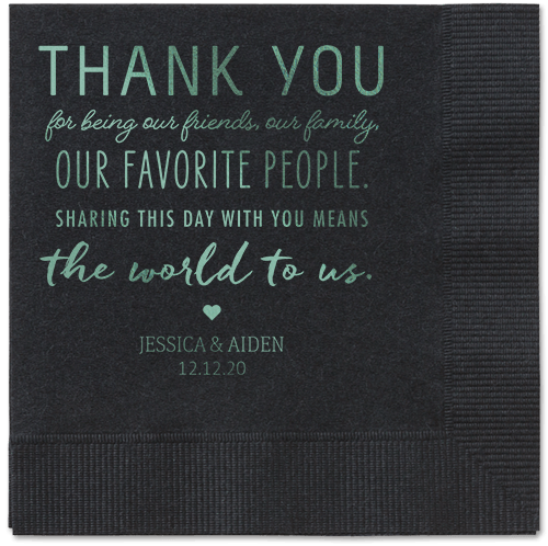 Huge Thanks Napkins, Green, Black, Sage