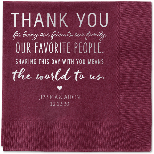 Huge Thanks Napkins, Grey, Berry, Silver