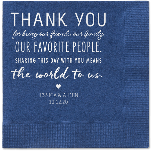 Huge Thanks Napkins, White, Navy, White