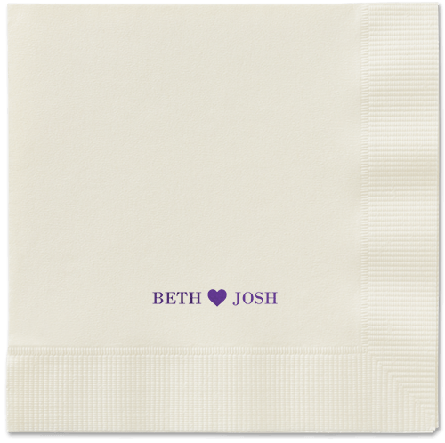 Inseparable Love Napkins, Purple, Ecru, Purple