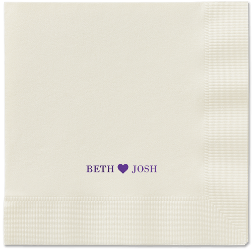 Inseparable Love Napkins, Purple, Ecru