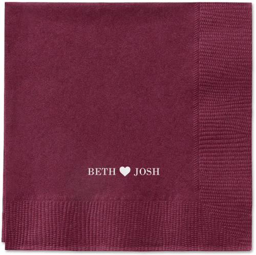 Inseparable Love Napkins, White, Berry, White