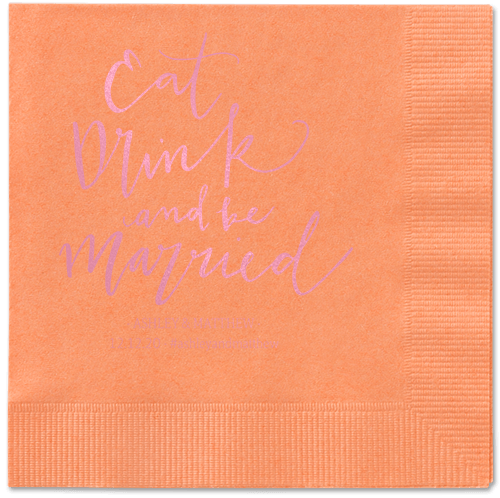 Married Festivity Napkins, Pink, Coral, Blush