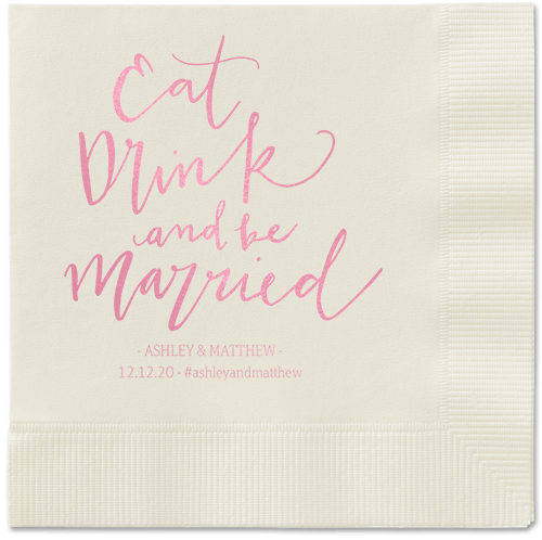 Married Festivity Napkins, Pink, Ecru, Blush