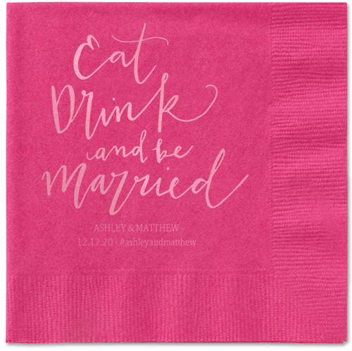 Married Festivity Napkins, Pink, Magenta