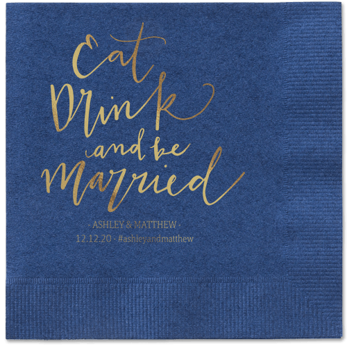 Married Festivity Napkins, Yellow, Navy