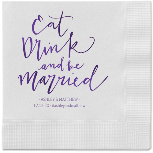 Married Festivity Napkins, Purple, White