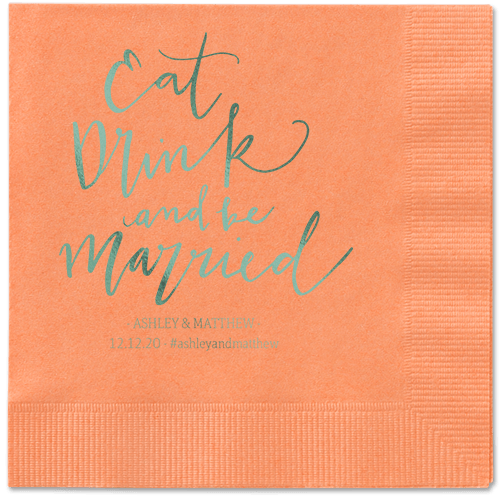 Married Festivity Napkins, Green, Coral