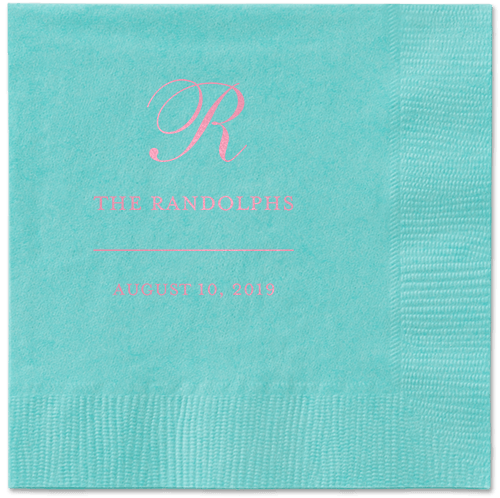 Monogrammed Love Napkins, Pink, Aqua, Blush