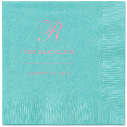 Monogrammed Love Napkins, Pink, Aqua