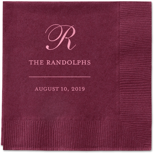 Monogrammed Love Napkins, Pink, Berry