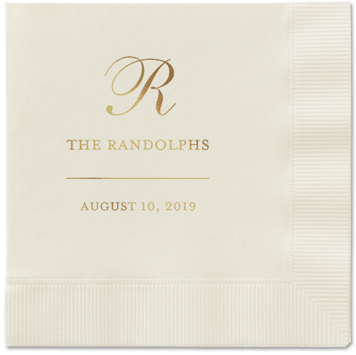 Monogrammed Love Napkins, Yellow, Ecru, Gold