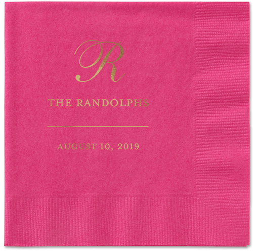 Monogrammed Love Napkins, Yellow, Magenta, Gold