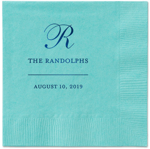 Monogrammed Love Napkins, Blue, Aqua