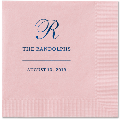 Monogrammed Love Napkins, Blue, Blush