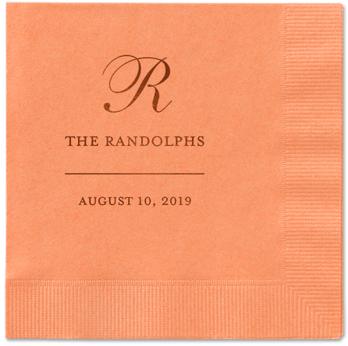 Monogrammed Love Napkins, Brown, Coral, Mocha