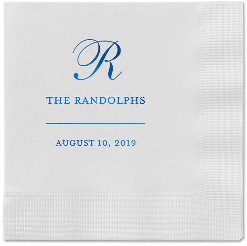 Monogrammed Love Napkins, Blue, White, Royal