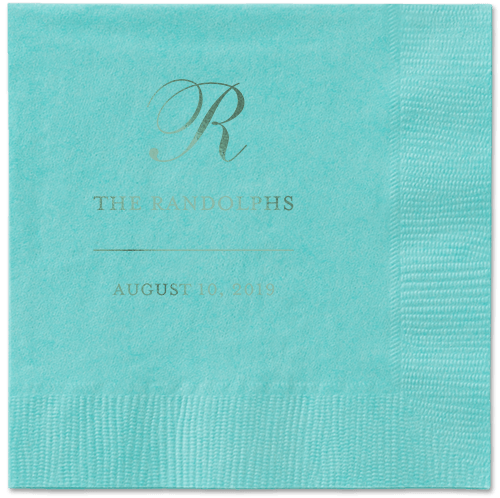 Monogrammed Love Napkins, Green, Aqua, Sage