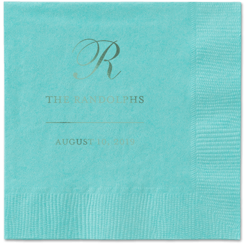 Monogrammed Love Napkins, Green, Aqua