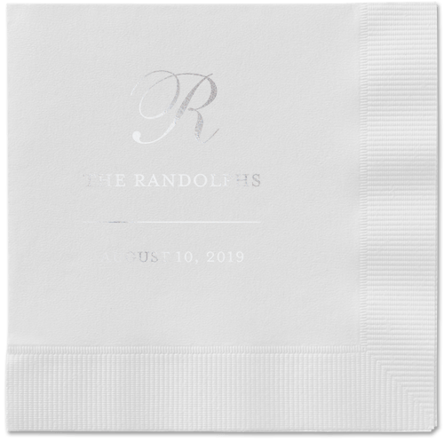 Monogrammed Love Napkins, Grey, White, Silver