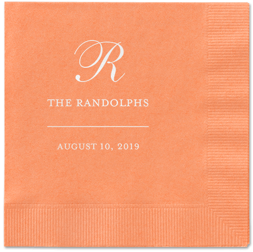 Monogrammed Love Napkins, White, Coral, White