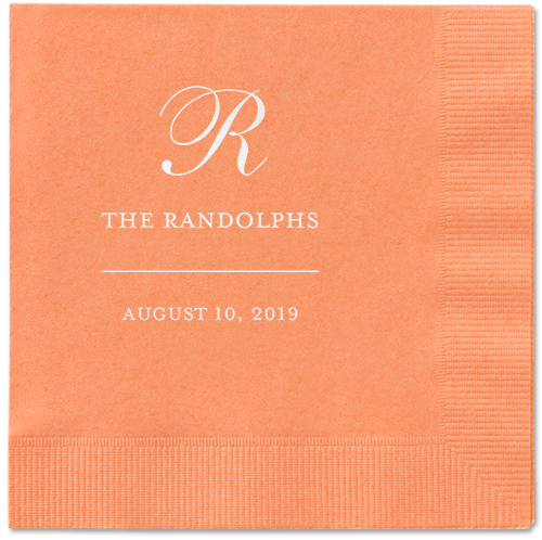 Monogrammed Love Napkins, White, Coral