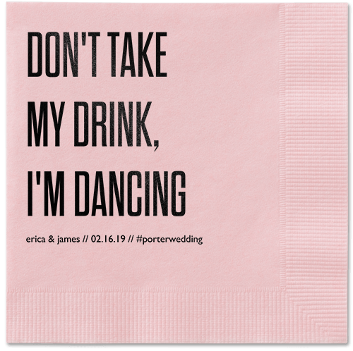 Pouring Love Napkins, Black, Blush, Black