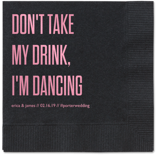 Pouring Love Napkins, Pink, Black