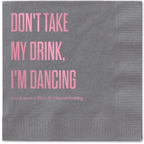 Pouring Love Napkins, Pink, Pewter