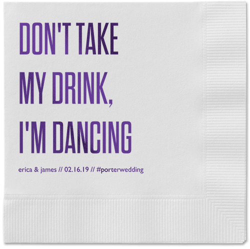 Pouring Love Napkins, Purple, White, Purple