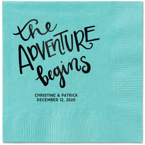 Remarkable Adventure Napkins, Black, Aqua