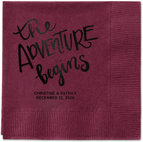 Remarkable Adventure Napkins, Black, Berry