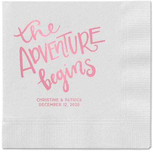 Remarkable Adventure Napkins, Pink, White