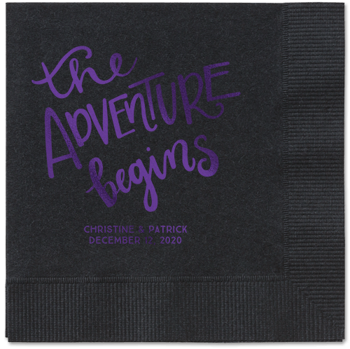 Remarkable Adventure Napkins, Purple, Black
