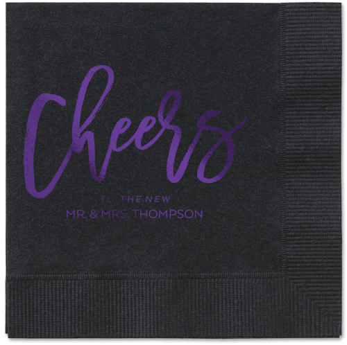 Spirited Toast Napkins, Purple, Black