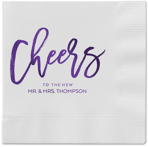 Spirited Toast Napkins, Purple, White