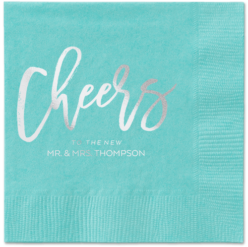 Spirited Toast Napkins, Grey, Aqua, Silver
